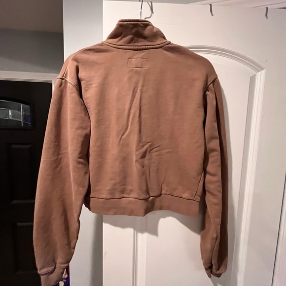 Women's Brown Half-Zip Sweatshirt - Picture 3 of 5